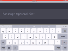 a keyboard is open to a webpage that says message #general-chat