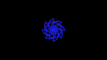 a blue swirl on a black background with a glowing center