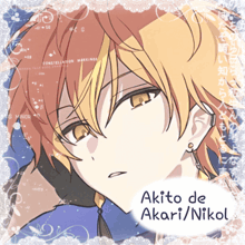a drawing of a boy with the name akito de akari / nikol on it