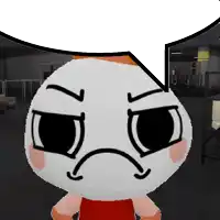 a cartoon character with a speech bubble above his head