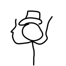 a drawing of a man with a top hat on