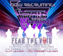 an advertisement for void gaming shows a group of soldiers