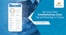 a phone with a coinmarketcap clone app open