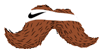 a brown mustache with a white nike logo on it