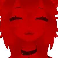 a girl with red hair is wearing a black choker with a bell on it
