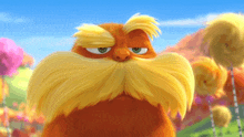 a cartoon character with a long yellow mustache