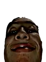 a close up of a man 's face with a slight smile on his face