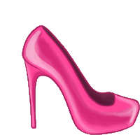 a cartoon drawing of a pink high heel shoe