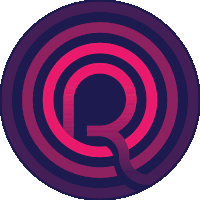 a purple and pink circle with a letter q on it