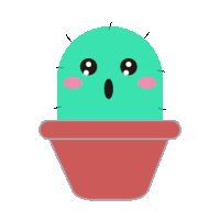 a cartoon cactus with a surprised look on his face