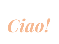 a white background with the word ciao in orange