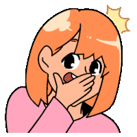 a cartoon girl covering her mouth with her hand