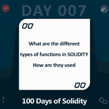 a white square with the words what are the different types of functions in solidity and how are they used