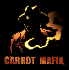 a poster for carrot mafia shows a man with a cigar in his mouth