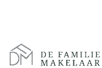 a logo for de familie makelaar with a house icon