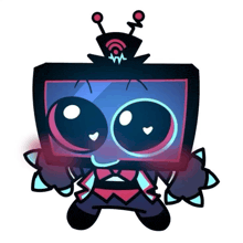 a cartoon drawing of a tv with a antenna on top of it