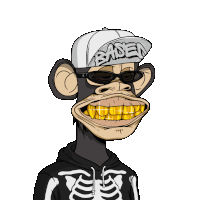 a cartoon of a monkey with gold teeth wearing a basen hat