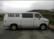 a white van with the words free hr written on the side