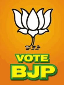 a poster that says vote bjp with a white flower