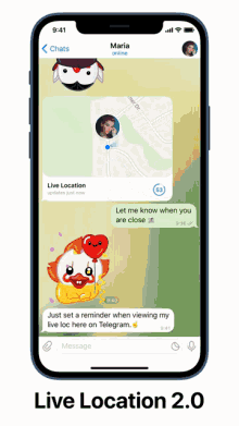 a phone with a live location 2.0 app open