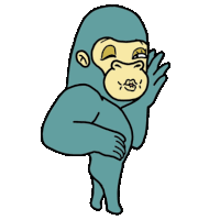 a cartoon drawing of a gorilla covering its face