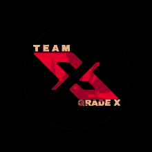 a logo for team grade x with a red x on a black background