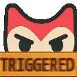 a cartoon cat is holding a sign that says triggered
