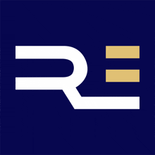 a blue background with the letter r and e