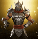 a man in armor with a red scarf around his waist is holding a sword