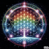 a rainbow colored circle with a tree in the center
