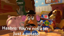 mr potato head from toy story says hasbro you 're not a mr. just a potato