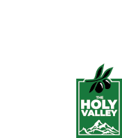 a logo for the holy valley with mountains and leaves