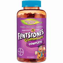 a bottle of flintstones gummies complete children 's multivitamin supplement