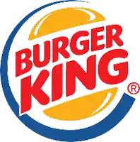 a burger king logo with a blue border