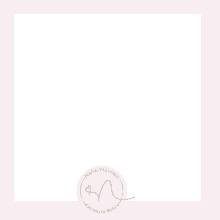 a white background with a pink border and a logo in a circle on it .