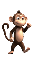 a cartoon monkey with a long tail is waving