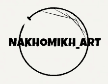 a logo for nakhomikh art with a circle in the middle