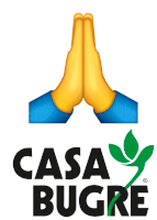 a logo for casa bugre with a praying hand