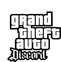 a logo for grand theft auto discord that is black and white