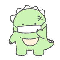 a drawing of a dinosaur wearing a mask with an angry face