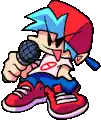 a pixel art of a boy holding a microphone in his hand .
