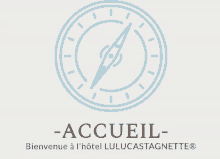 a logo with a compass and the word accueil