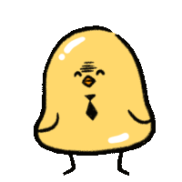 a yellow chicken with a black tie on