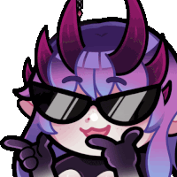 a cartoon character with horns wearing sunglasses and gloves