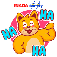 a cartoon cat giving a thumbs up with the words ha ha ha behind him