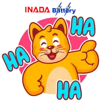 a cartoon cat giving a thumbs up with the words ha ha ha behind him