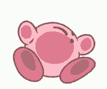 a cartoon drawing of a pink kirby with a crown on his head