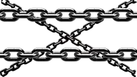 two chains are crossed in a diagonal pattern on a white background .