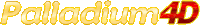 the word palladium 4d is written in yellow and red