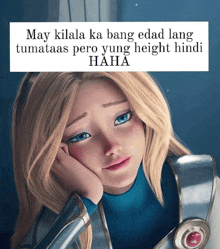 a picture of a girl with the words may kilala ka bang edad lang tumataas pero yung height hindi haha